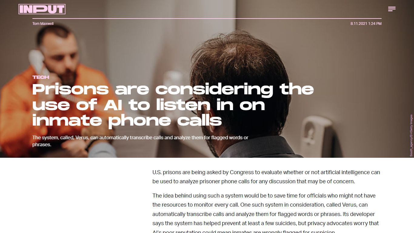 Prisons are considering the use of AI to listen in on inmate phone calls